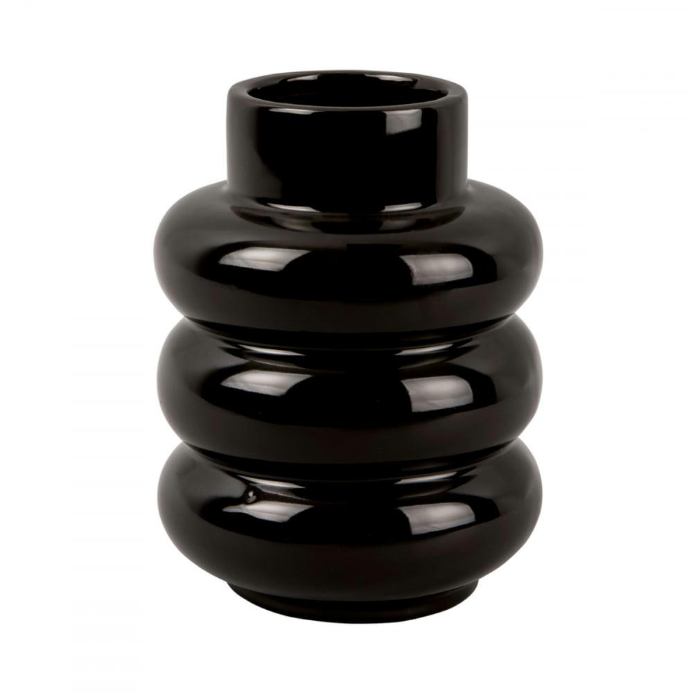 BOBBLY GLAZED - Vase en céramique noir  H 19,5cm