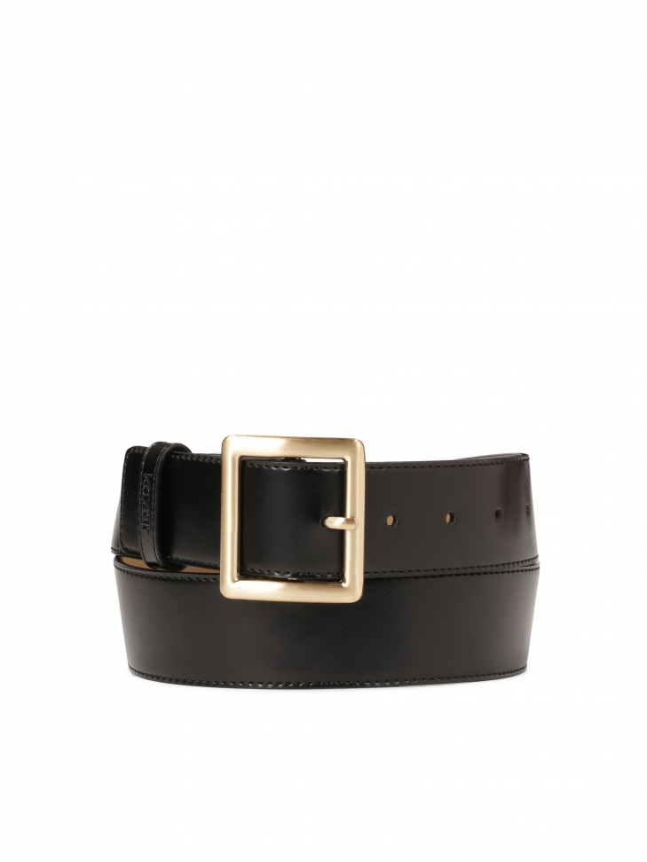 Universal black leather belt