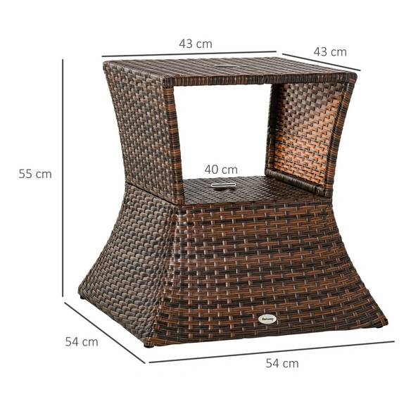 Gartentisch, BxHxT: 54 x 55 x 54 cm, braun, Gestell aus Metall/Polyrattan