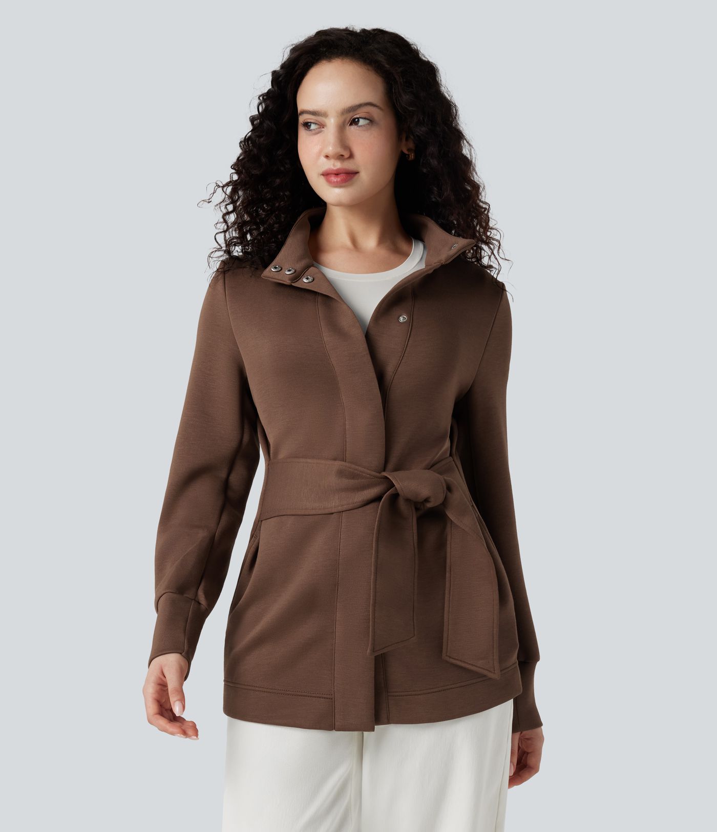 Manteau SpacerTek™ col montant, manches longues, ceinturé, avec poches