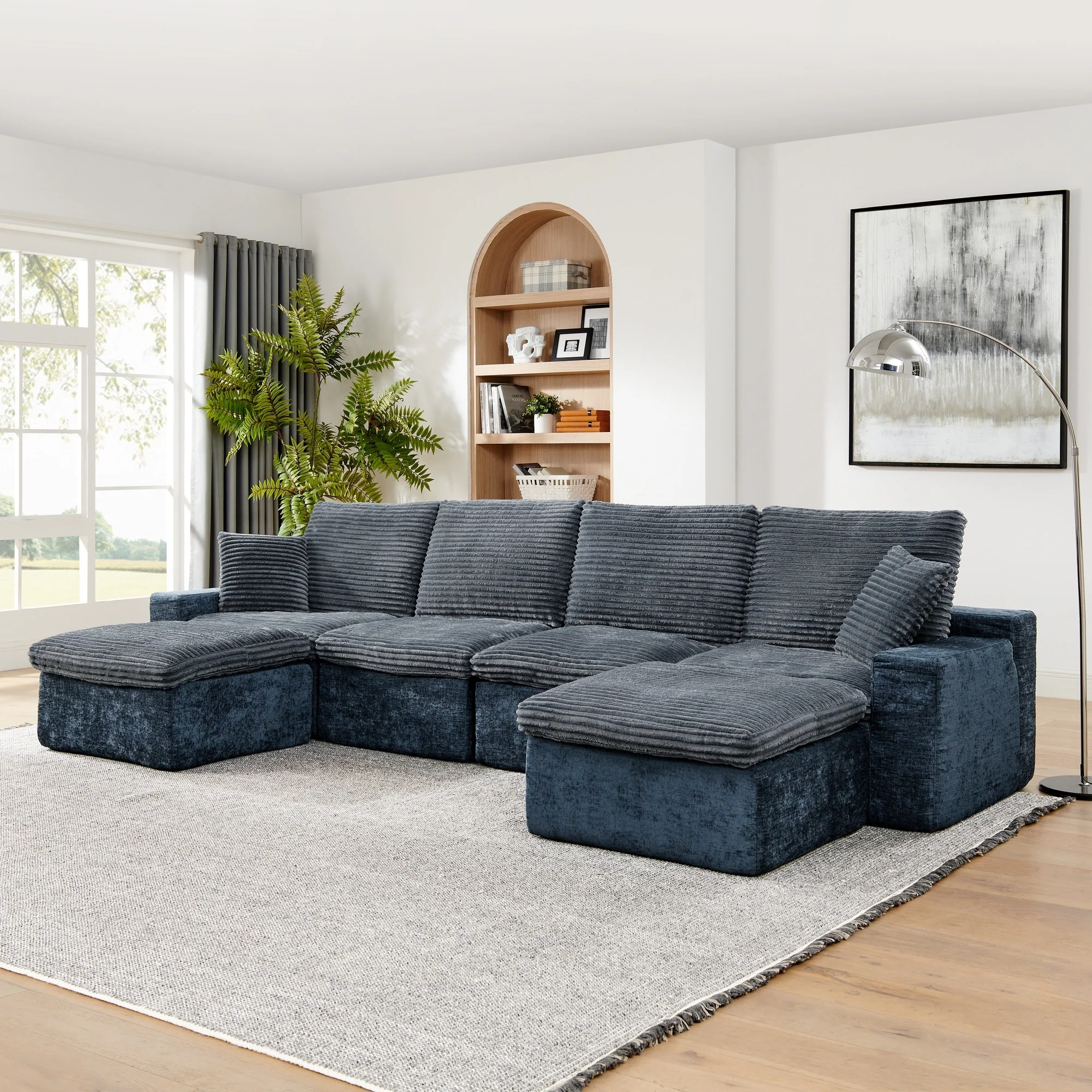 142 Modular U-Shaped Sectional Sofa, DIY Combination, No Assembly