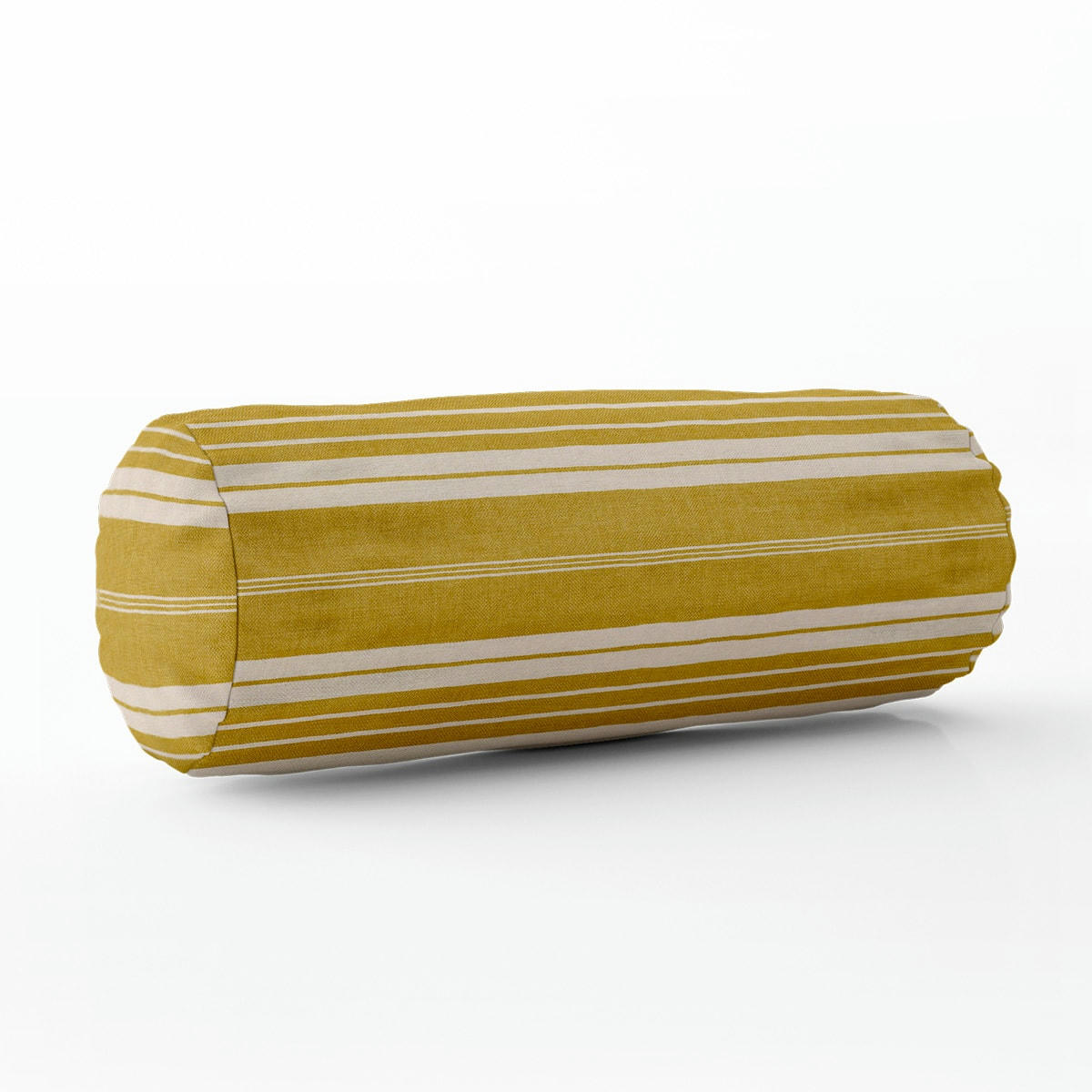 - Coussin traversin rayures polyester jaune 40x15cm