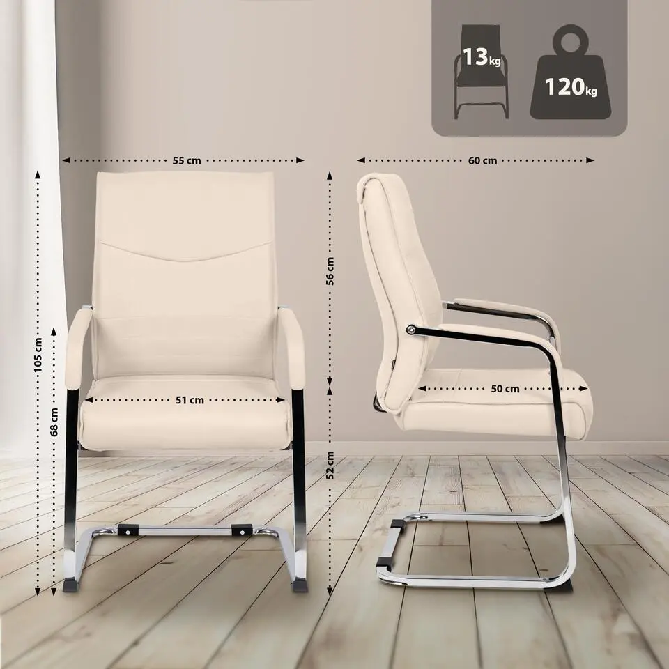 CLP Set van 2 Eetkamerstoel Hobart Kunstleer - creme