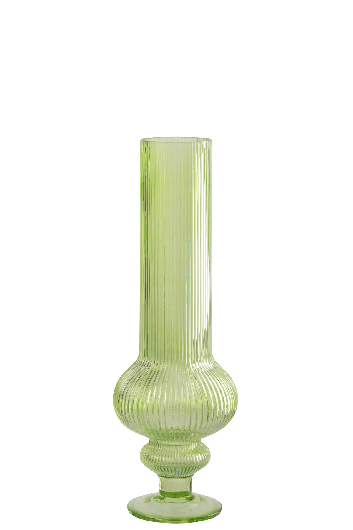 J-Line vaas Ada Geribbeld - glas - groen - medium
