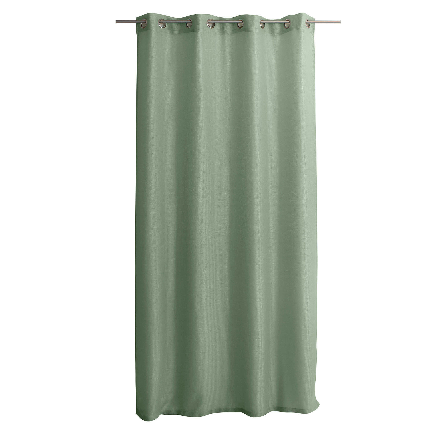 - Voilage uni ajouré à œillets polyester vert 140x240 cm
