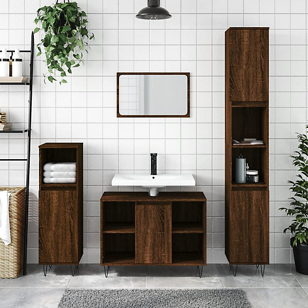 Armoire de bain chêne marron 30x30x100 cm bois d'ingénierie vidaXL
