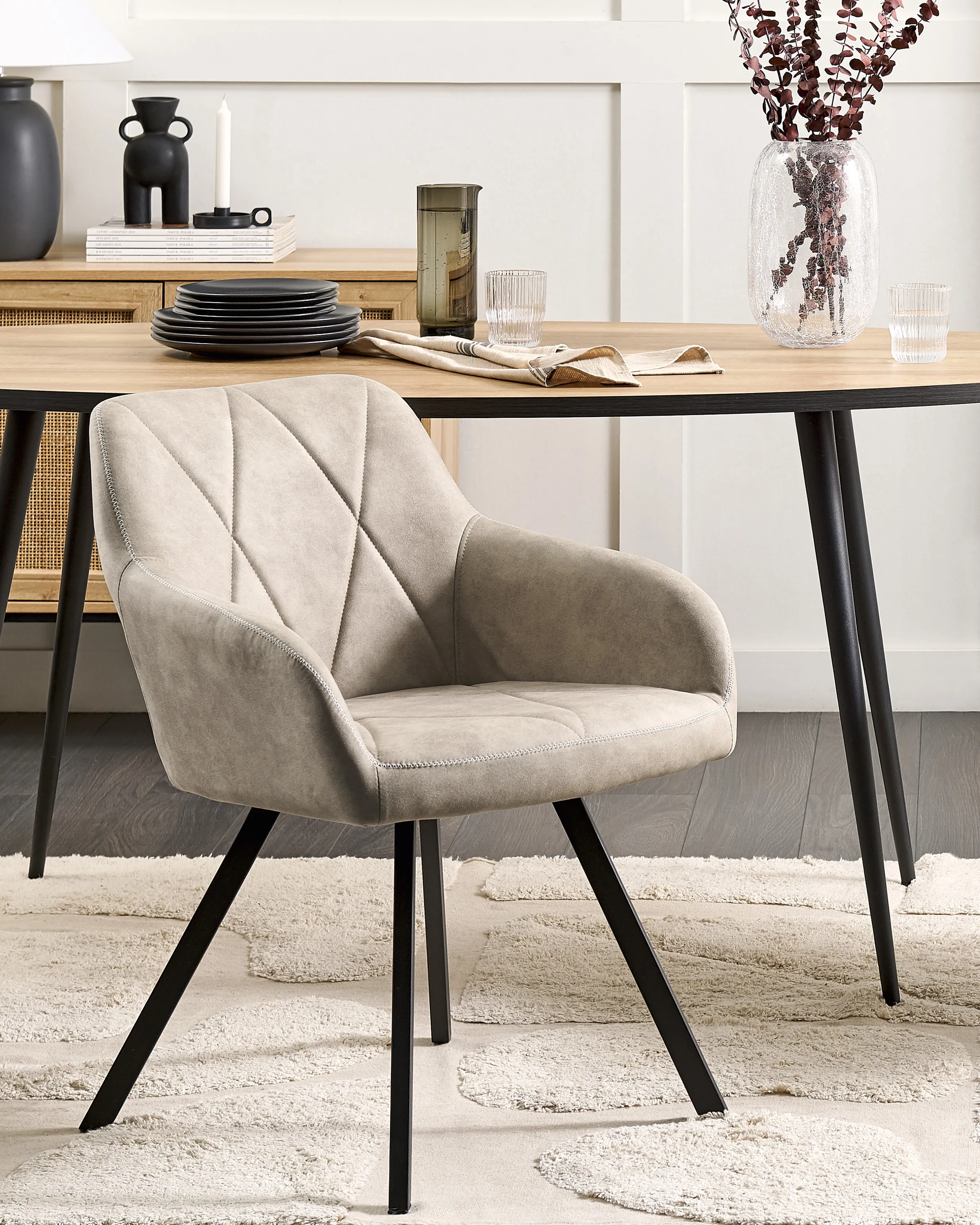 Set of 2 Dining Chairs MONEE Fabric Beige