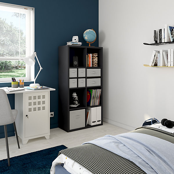 2 boîtes de rangement rectangulaires en textile Mixxit coloris gris clair