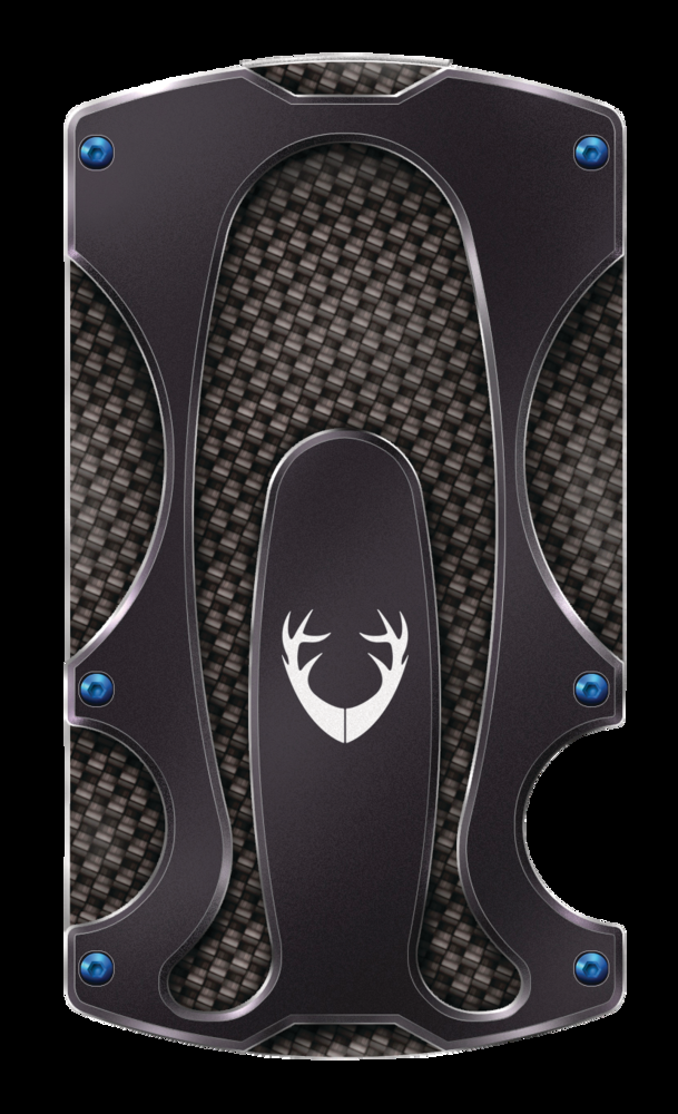 Huntshield Carbon Fibre 8-Credit Card Holder & Knife Combo, Black