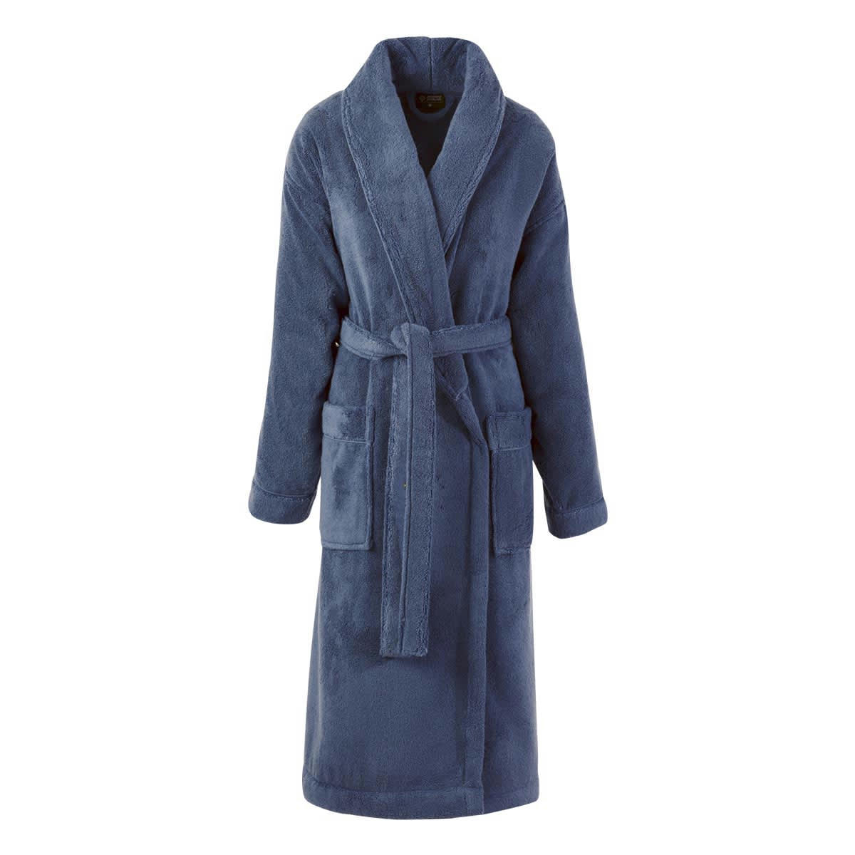 CARESSE - Peignoir en coton bleu orient S