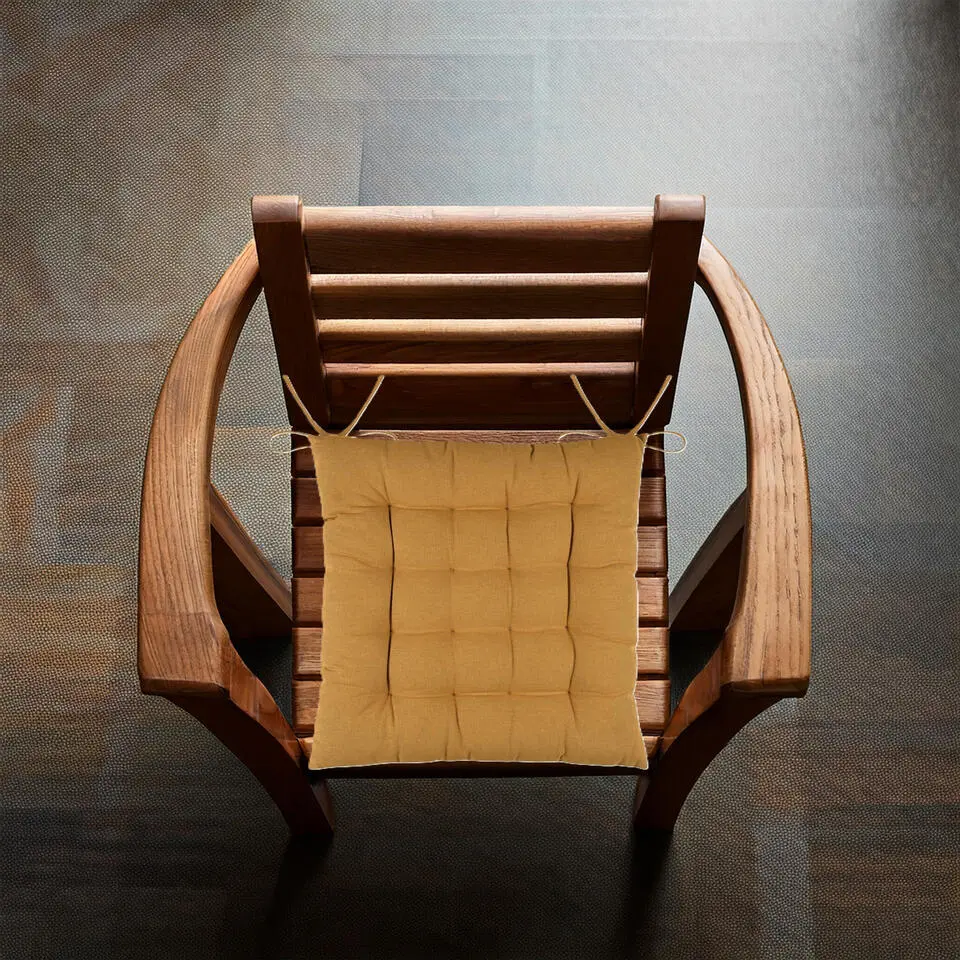 Stof Textile stoelkussens - okergeel - 38 x 38 x 3.5 cm