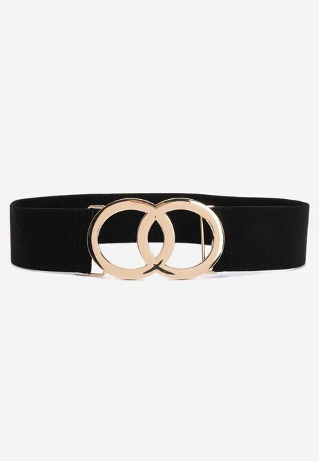 Womens Black Double Circle Elastic Belt