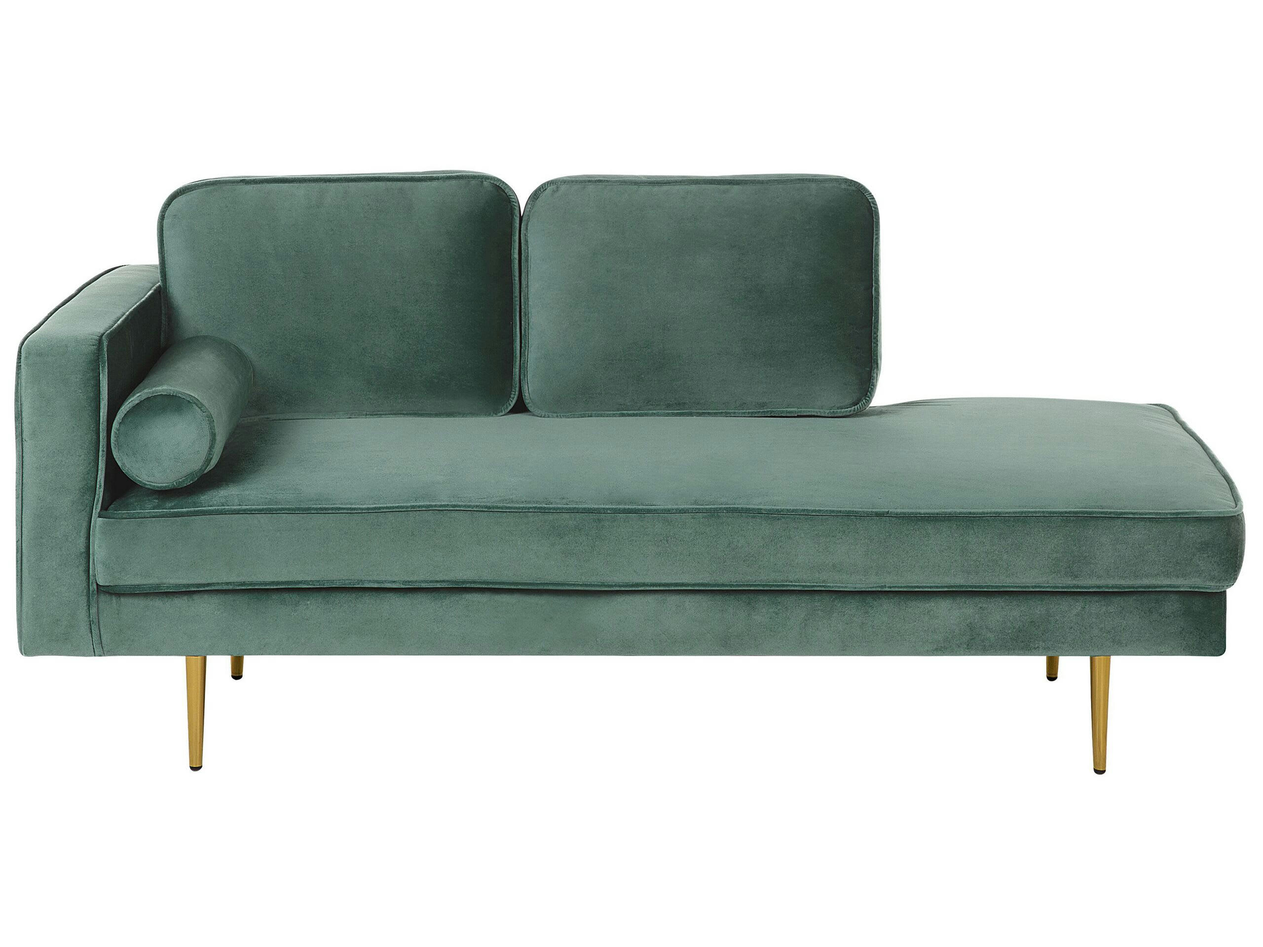 MIRAMAS - Chaise longue en velours vert menthe côté gauche