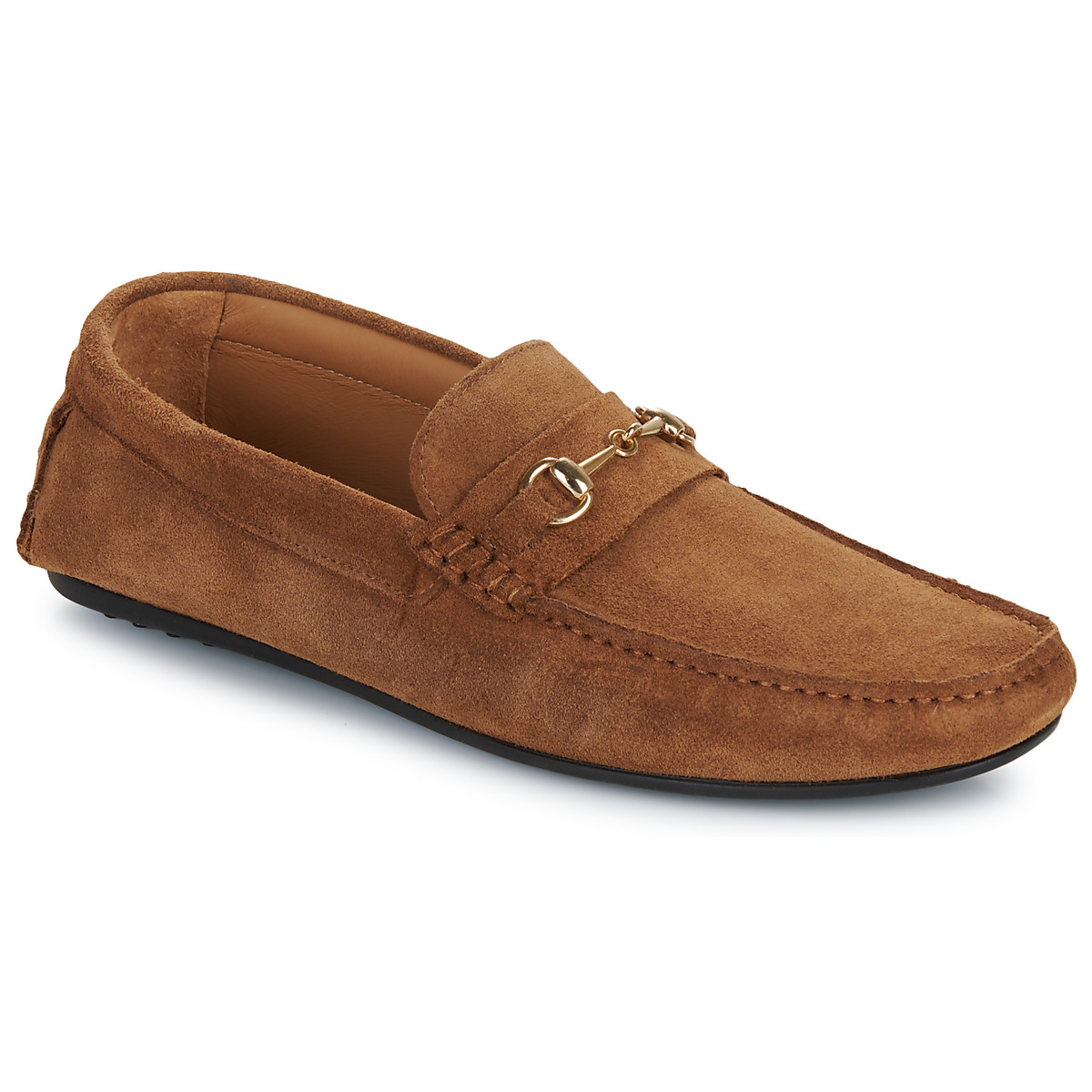 Selected - SLHSERGIO SUEDE HORSEBIT DRIVING SHOE - Cognac