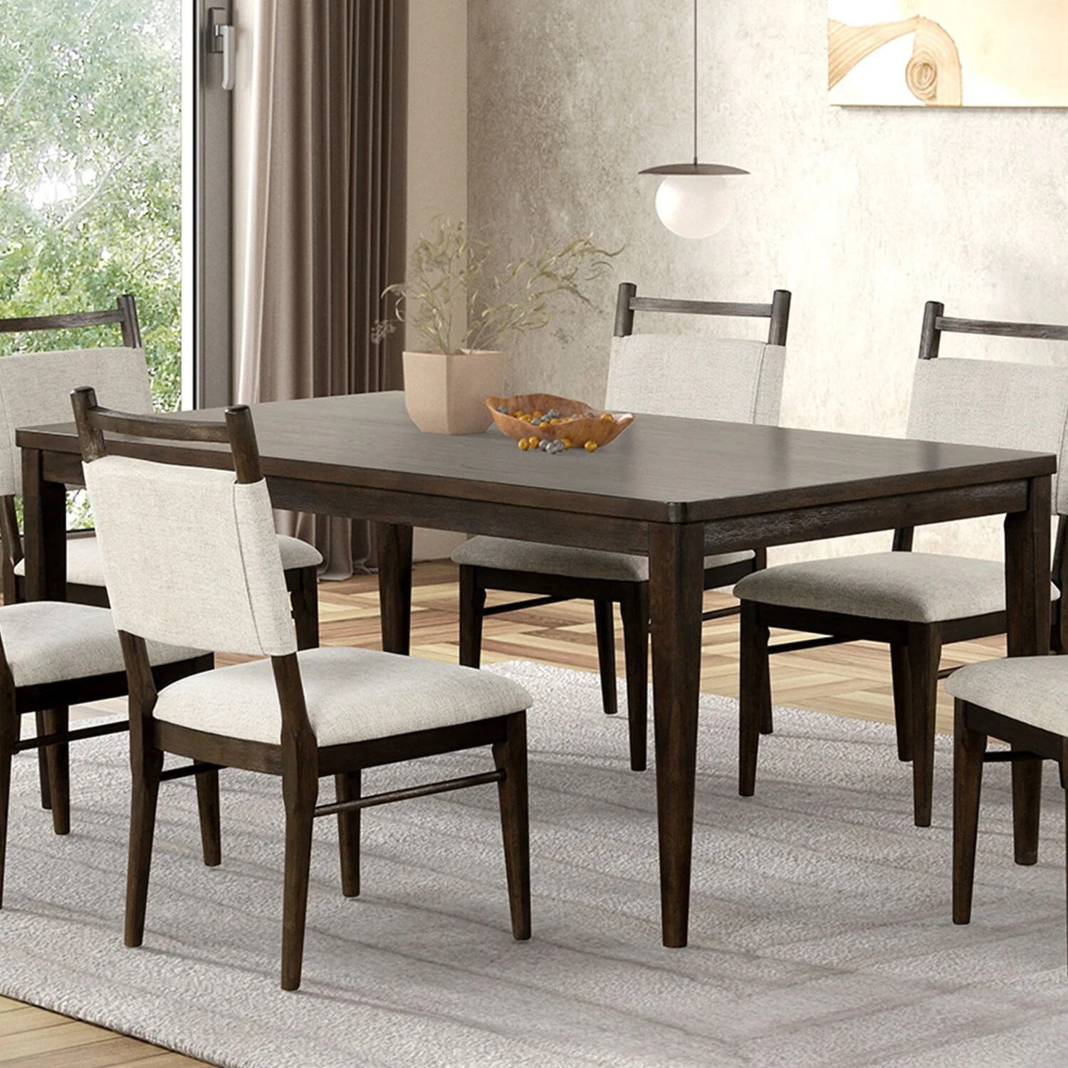 Wooden Dining Table with Wegner Legs Design in Dark Walnut - Dark Walnut