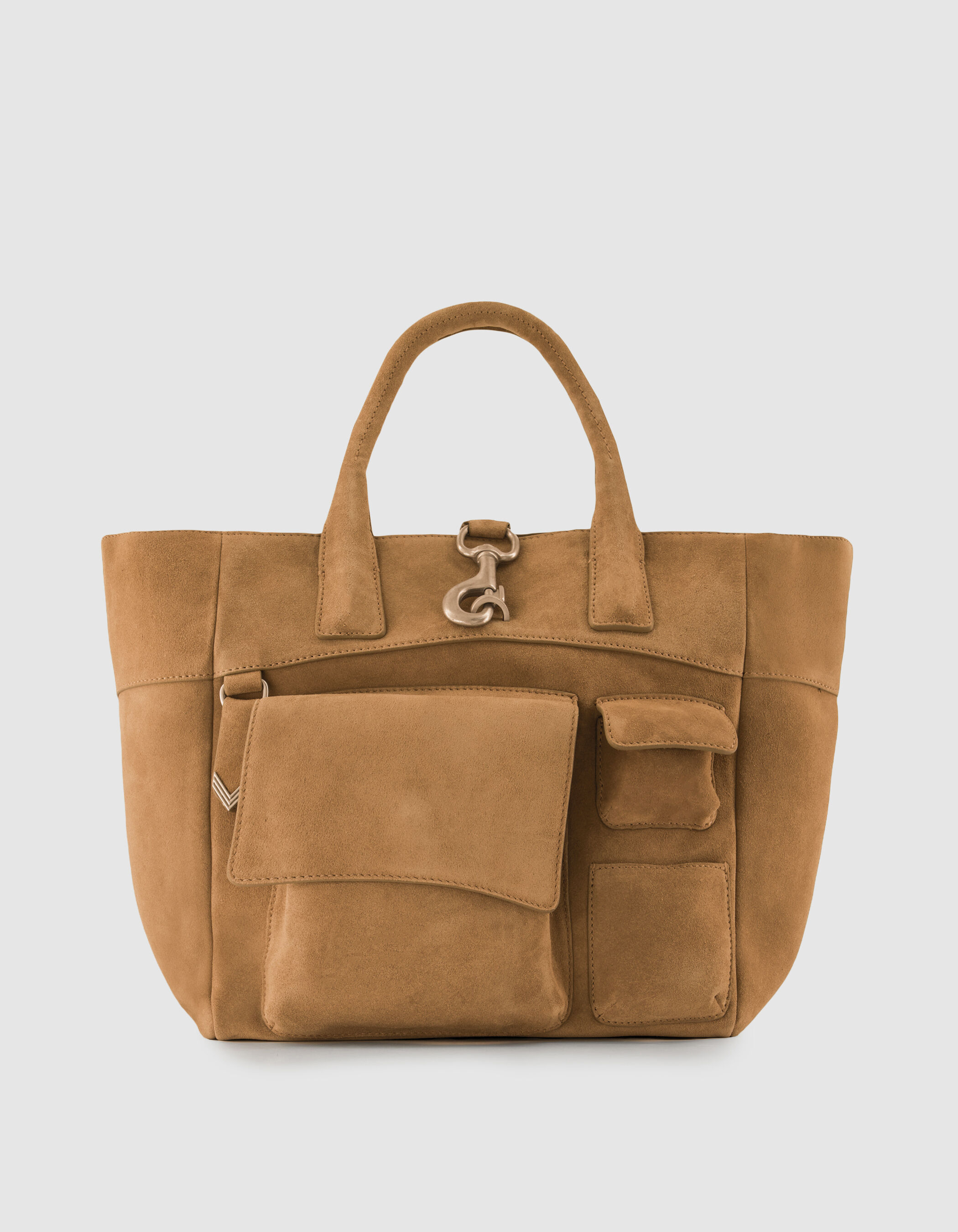 Sac cabas Working camel cuir velours Femme