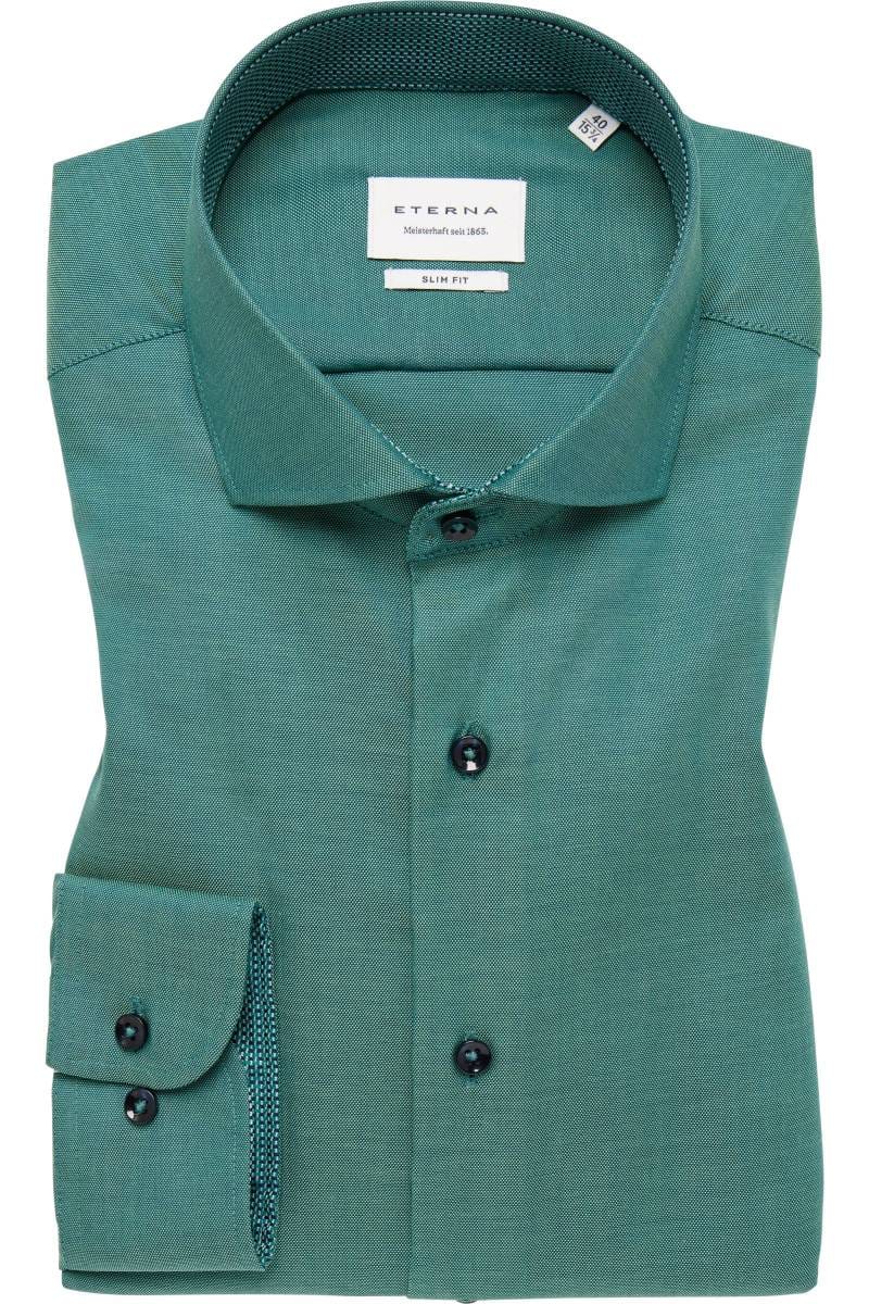ETERNA Slim Fit Hemd dunkelgrün, Einfarbig