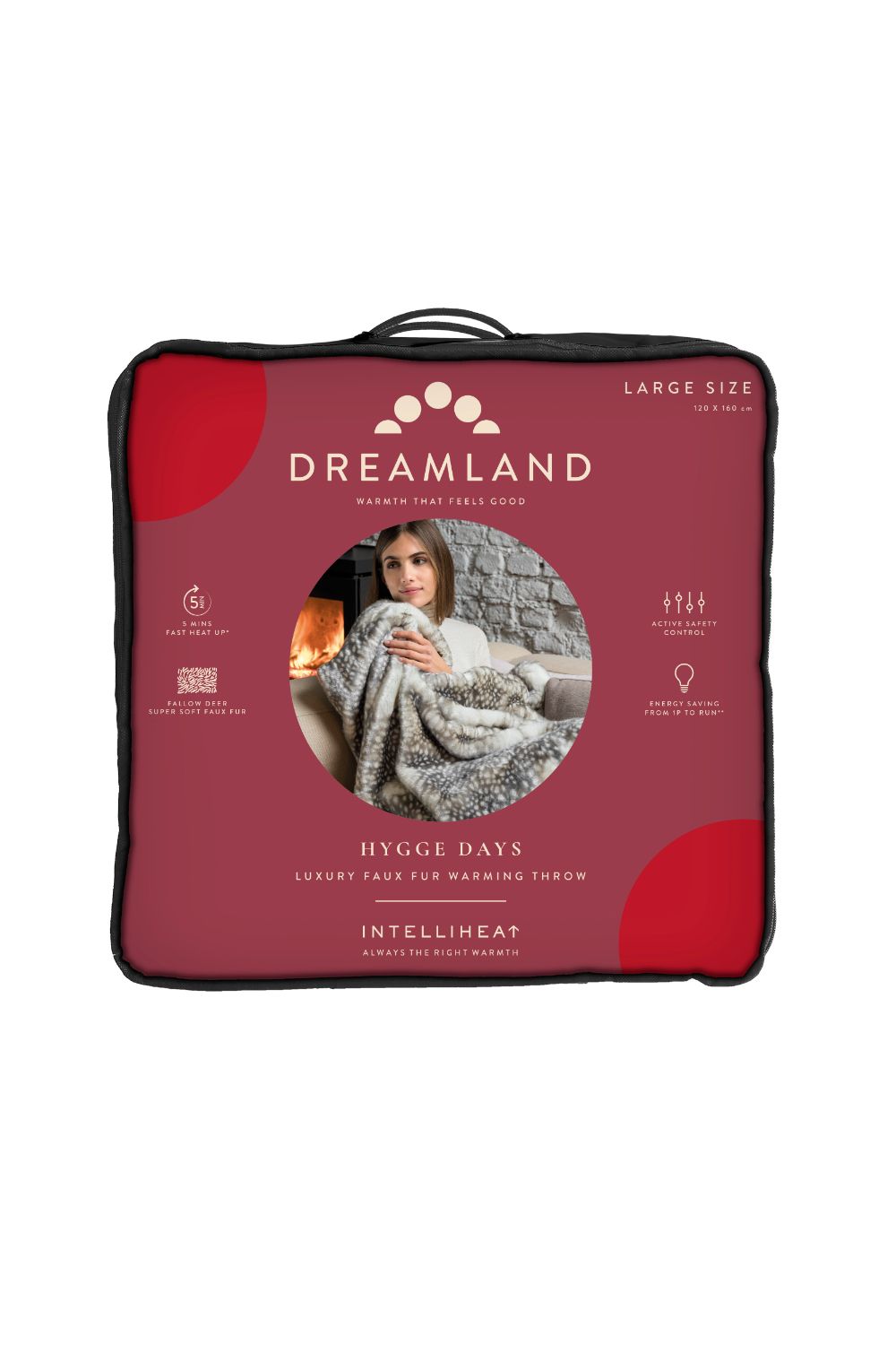 Dreamland Hygge Days' Luxury Faux Fur Warming Throw Fallow Deer