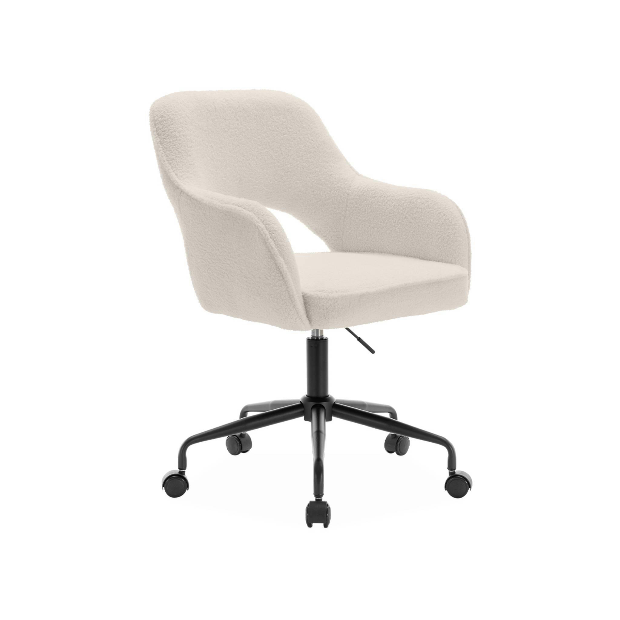 JIM - Chaise de bureau à roulettes bouclettes blanche
