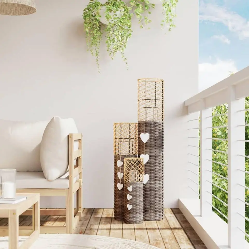 vidaXL - Kaarsenhouder - Grijs - Riet