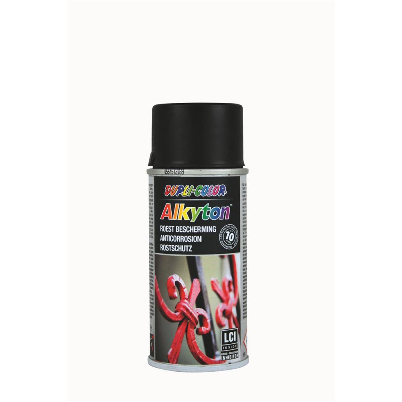 Laque aérosol Alkyton pour métal noire mate 0,15 L DUPLI-COLOR