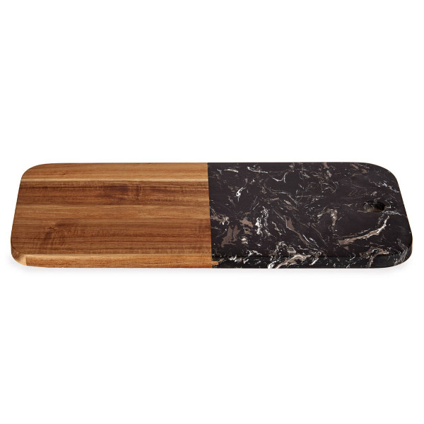 Deska do serwowania, marmur i drewno, 38 x 18 cm