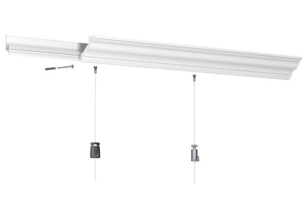 Kit Cimaise tableau DecoRail Artiteq 200 cm   corniche Orac Decor CX110 - 200 x 4,7 x 4,1 cm - vis &chevilles murs mixtes