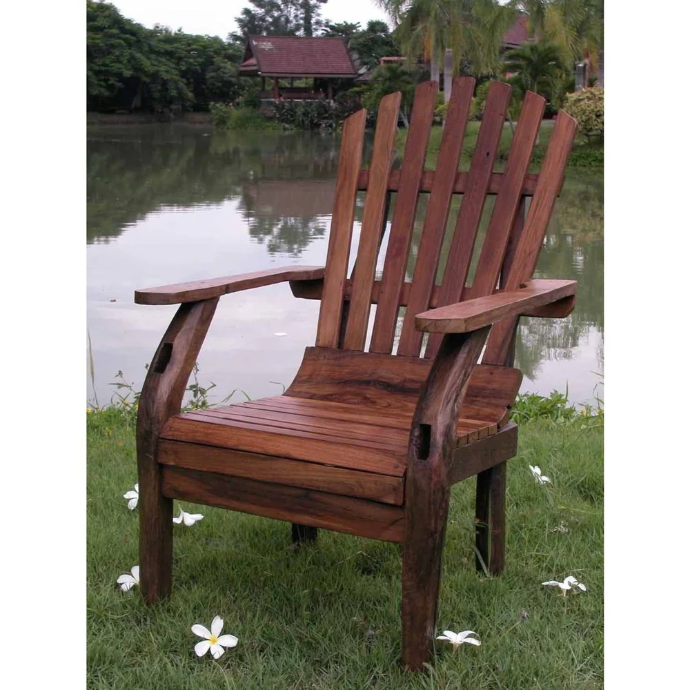 Handmade TF-0257 Groovystuff Brown Teak and Reclaimed Wood Adirondack Chair (Thailand)