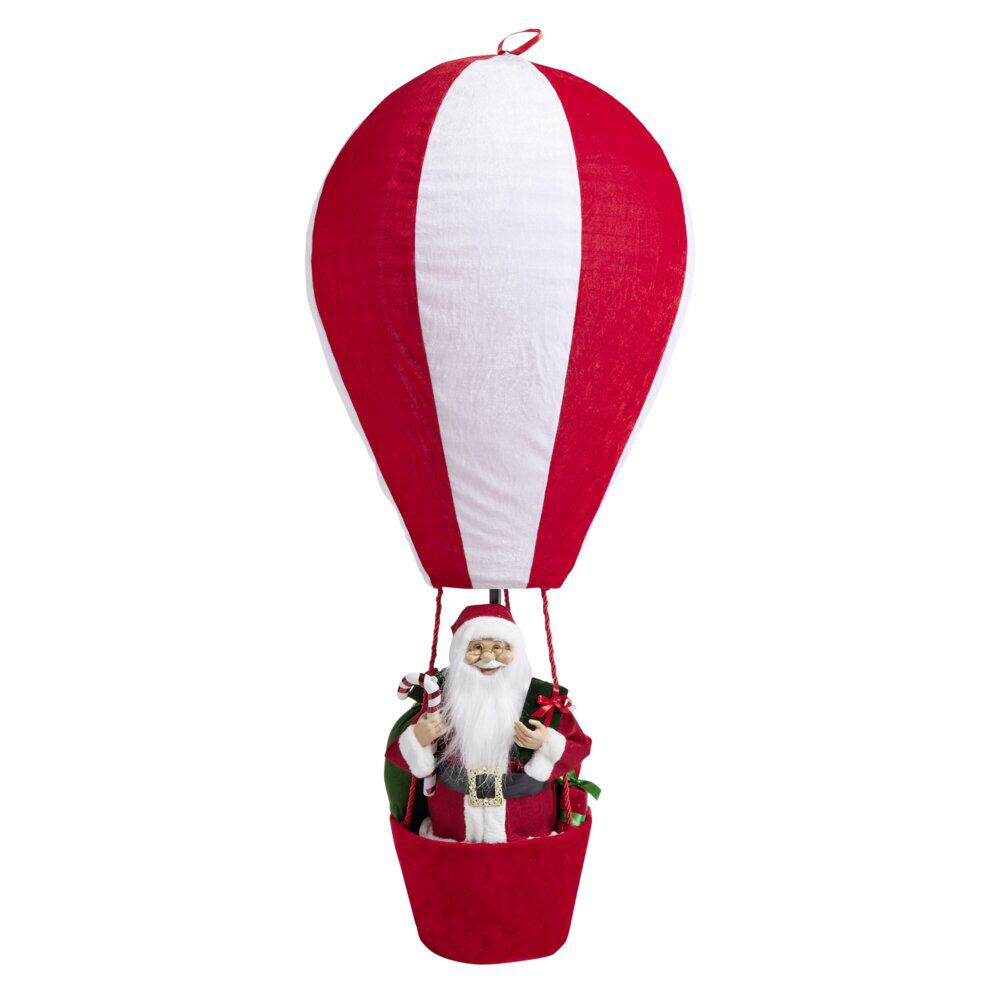 Montgolfière du père No&euml;l feutrine rouge et blanc XL Ø65xH150cm