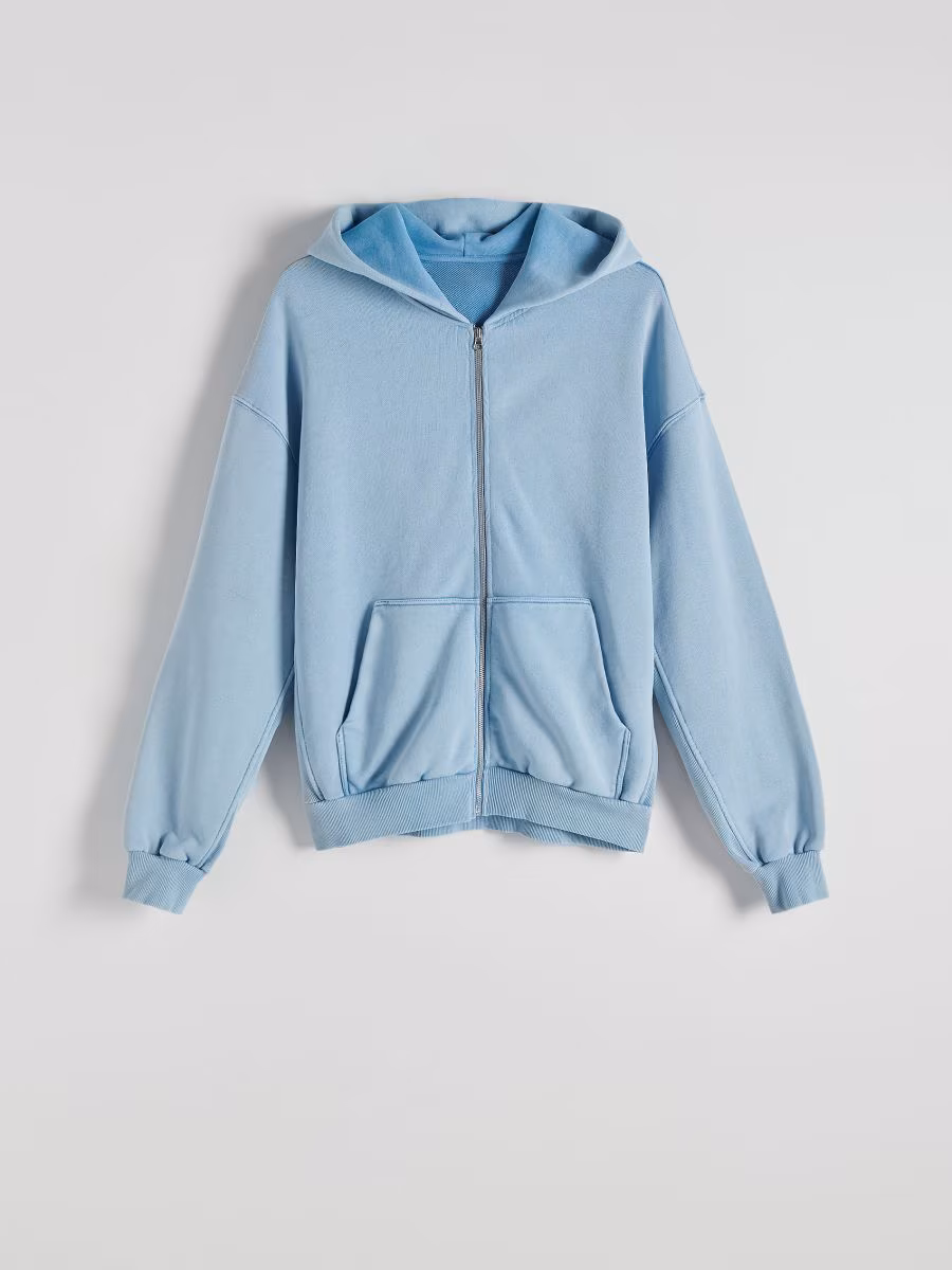 Zip Up Hoodie With Wash Effect