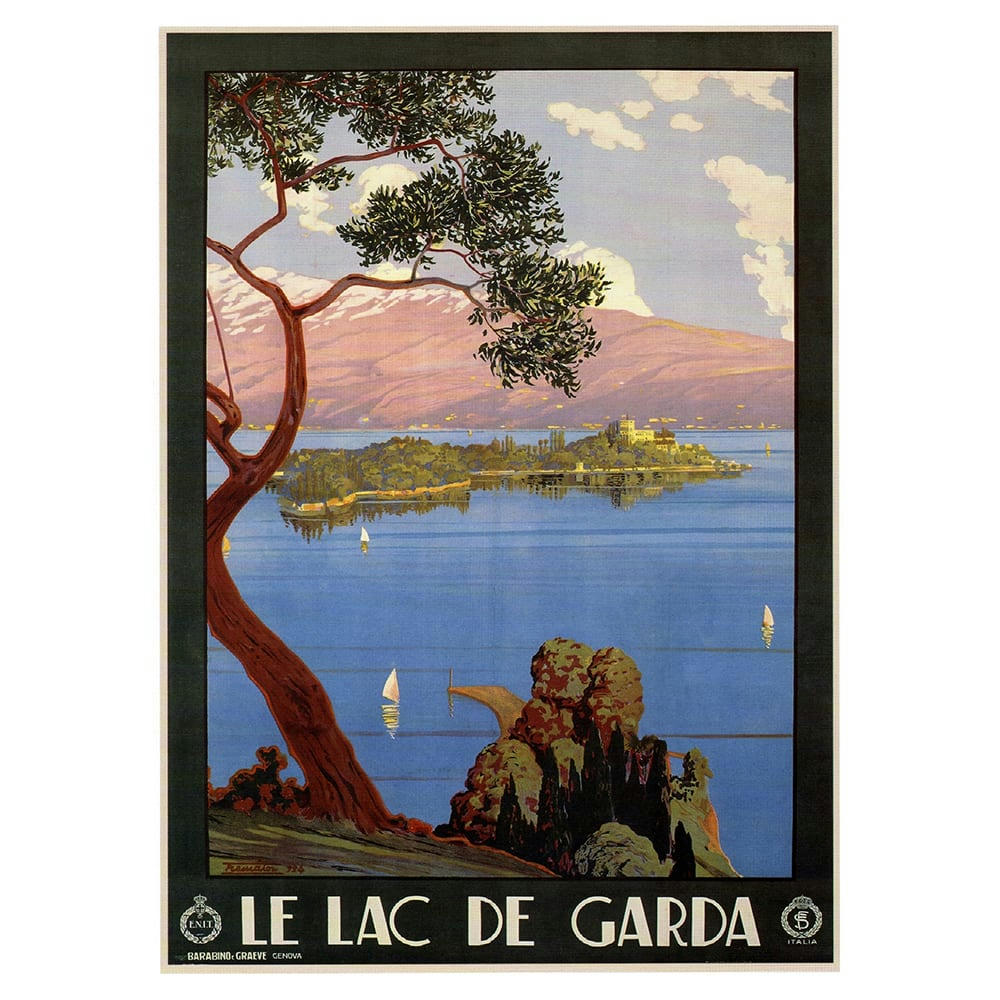 - Tableau affiche touristique vintage le Lac de Garda 50x70cm