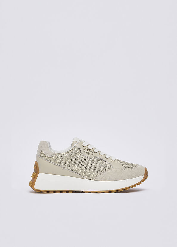 Sneakers in mesh e paillettes