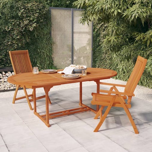 NNEVL Folding Garden Chairs 2 pcs Solid Wood Eucalyptus