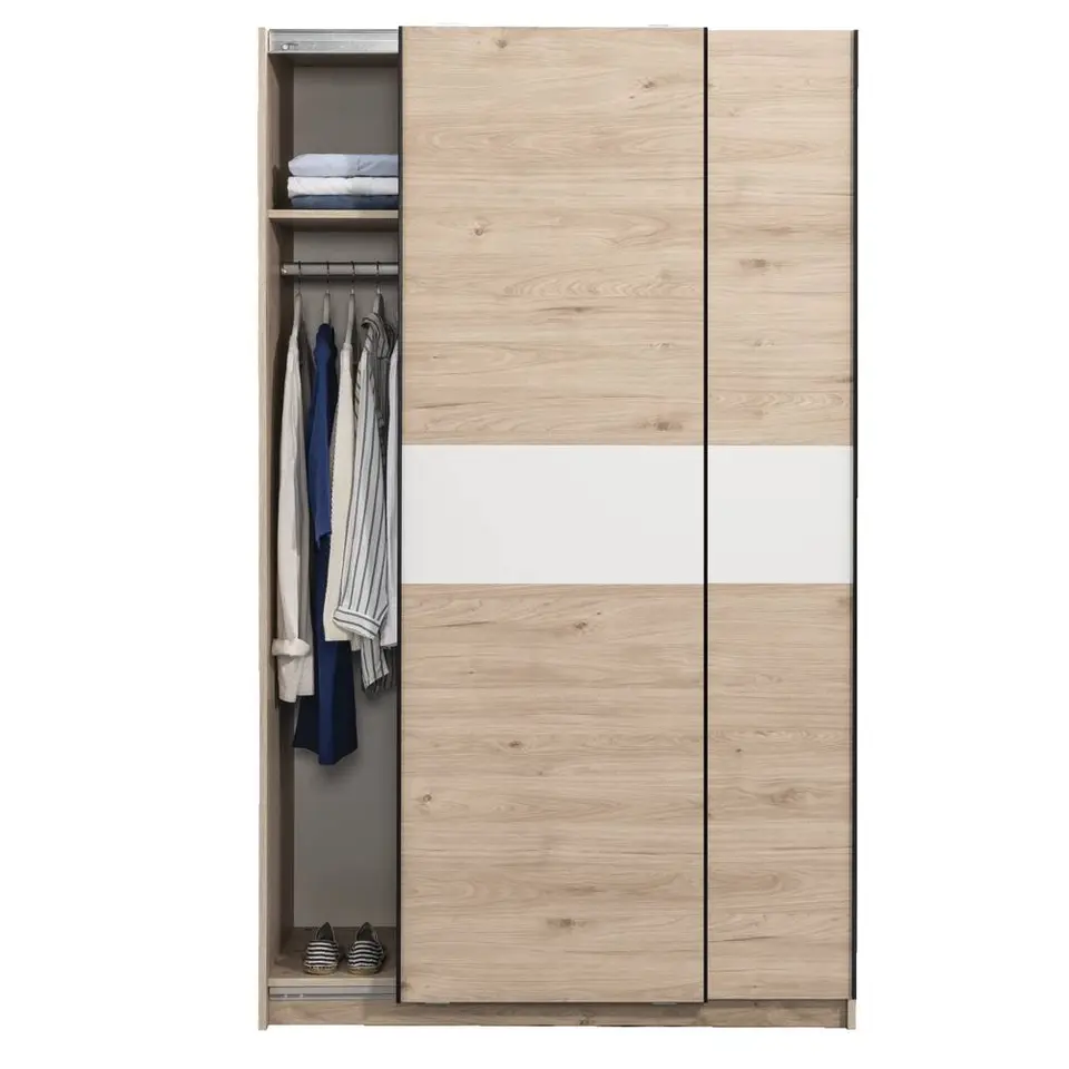 Schuifdeurkast Genua - eikenkleur/wit - 204x122x60 cm