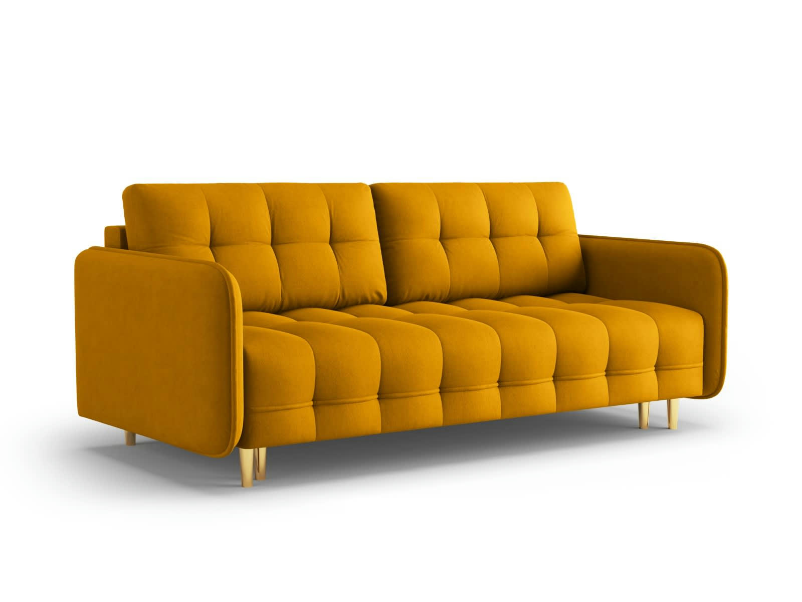 SCALETA - Canapé convertible 3 places en tissu structuré jaune
