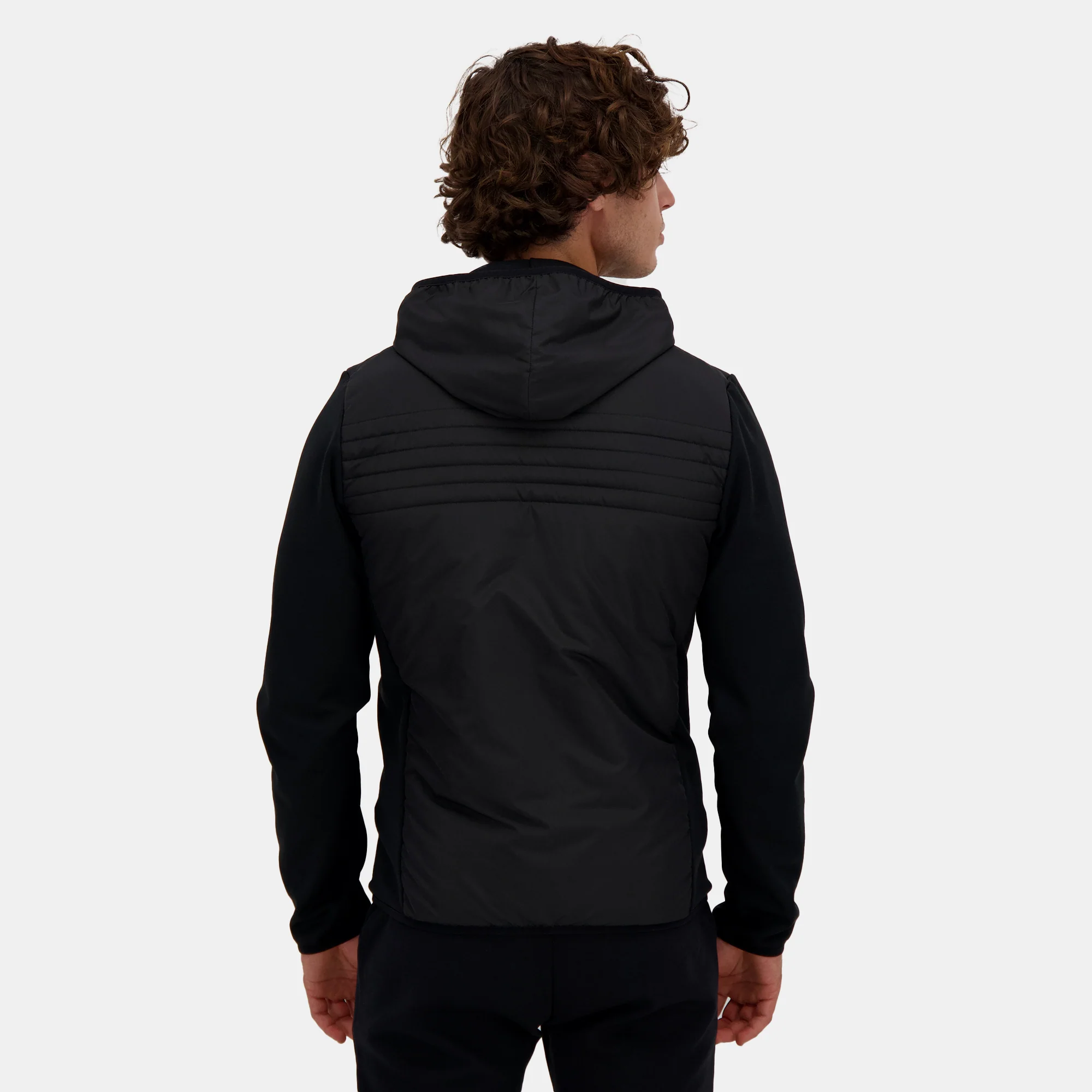 Veste bi-matière matelassée à capuche
