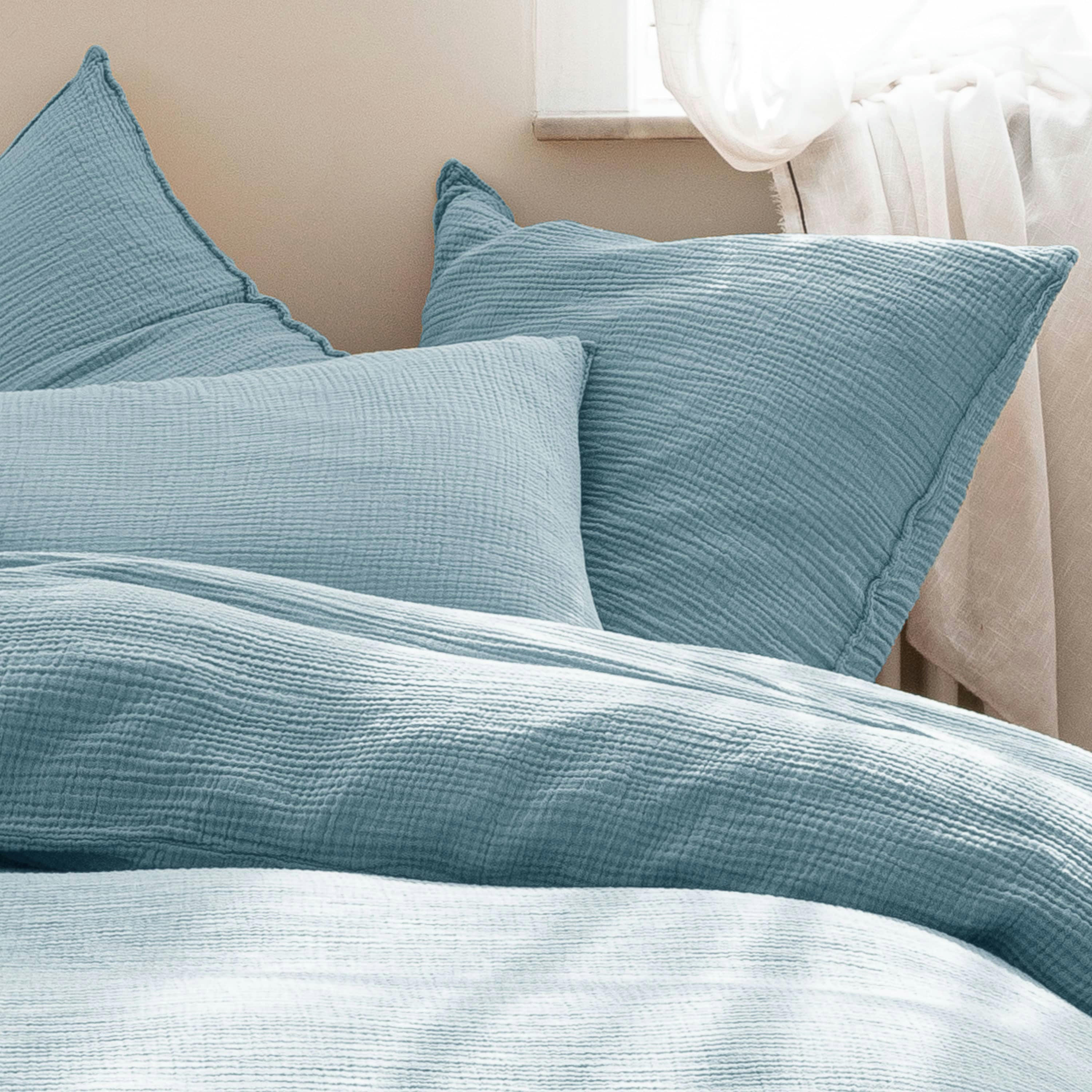 SIMPLEMENT GAUFRÉ - Housse de couette en gaze de coton 240x220cm Orage