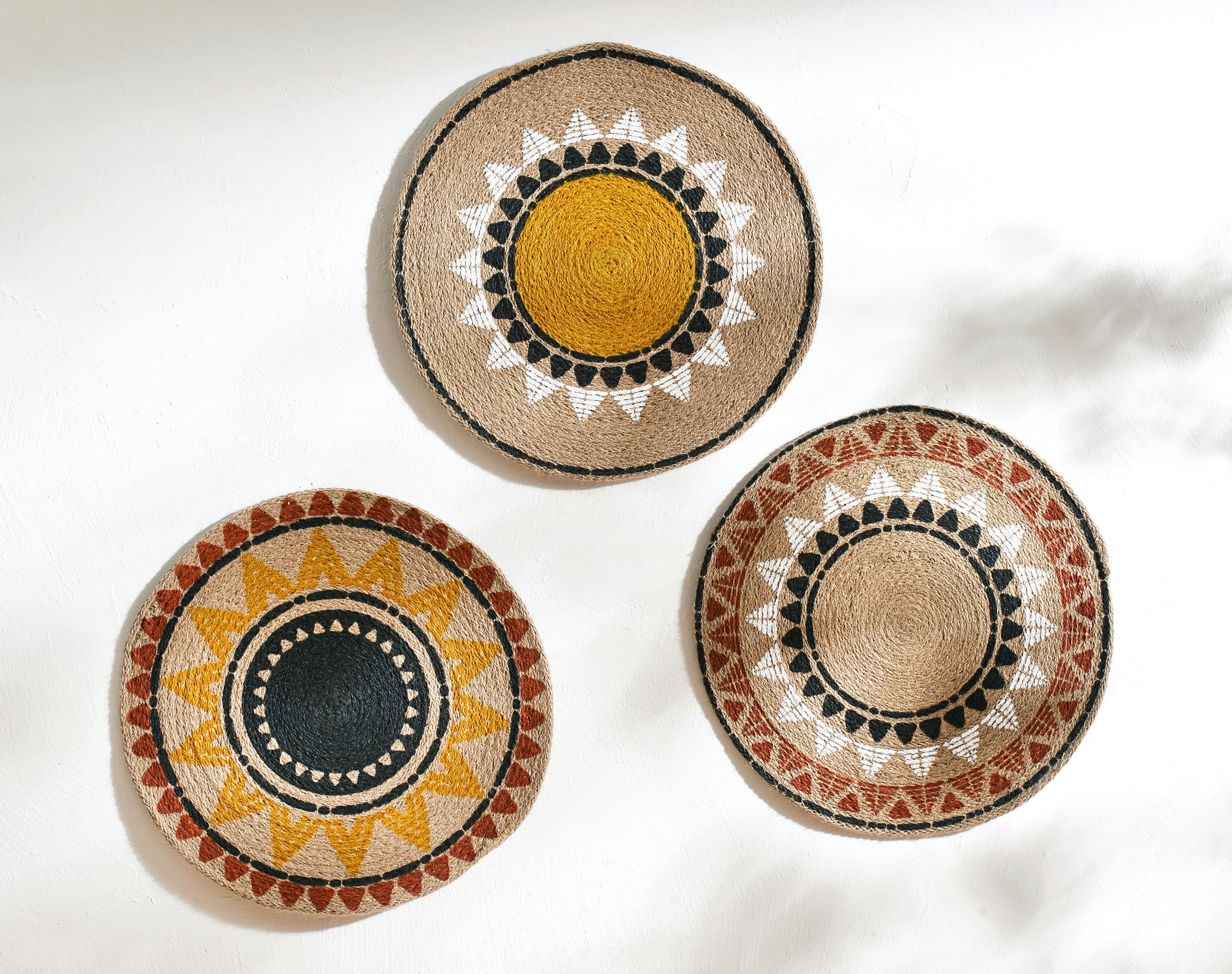 YOULACO - Lot de 3 plaques décorative en jute multicolore