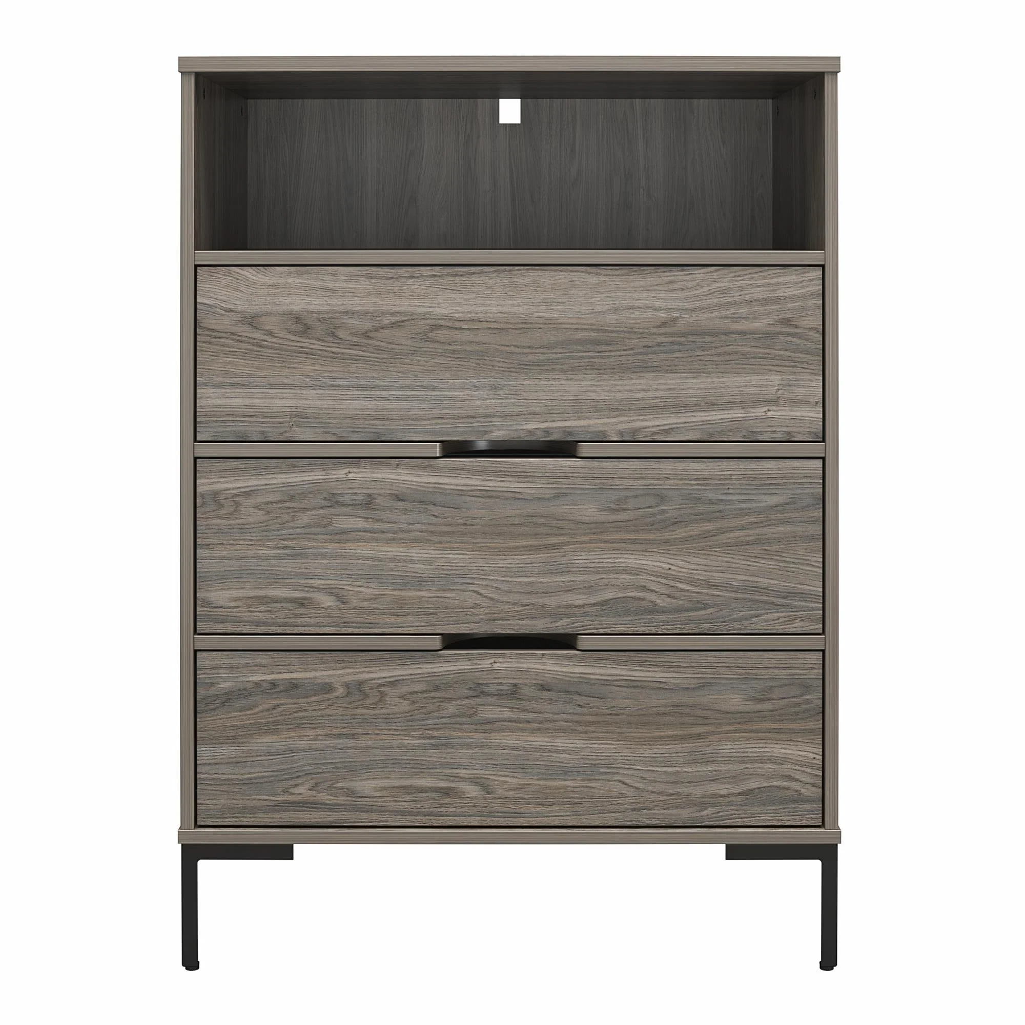 Ameriwood Home Leyden Tall 3 Drawer 1 Cubby Dresser, Weathered Oak