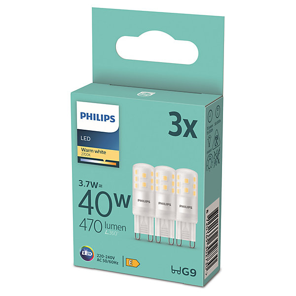 3 ampoules LED capsule IP20 40W G9 470lm Philips
