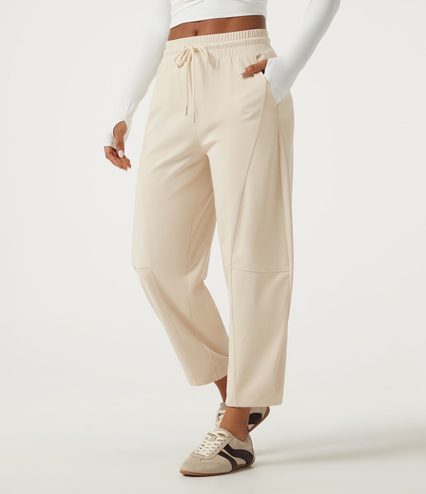 Pantalon Halara DayStretch coupe barrel taille mi-haute avec cordon de serrage et poches