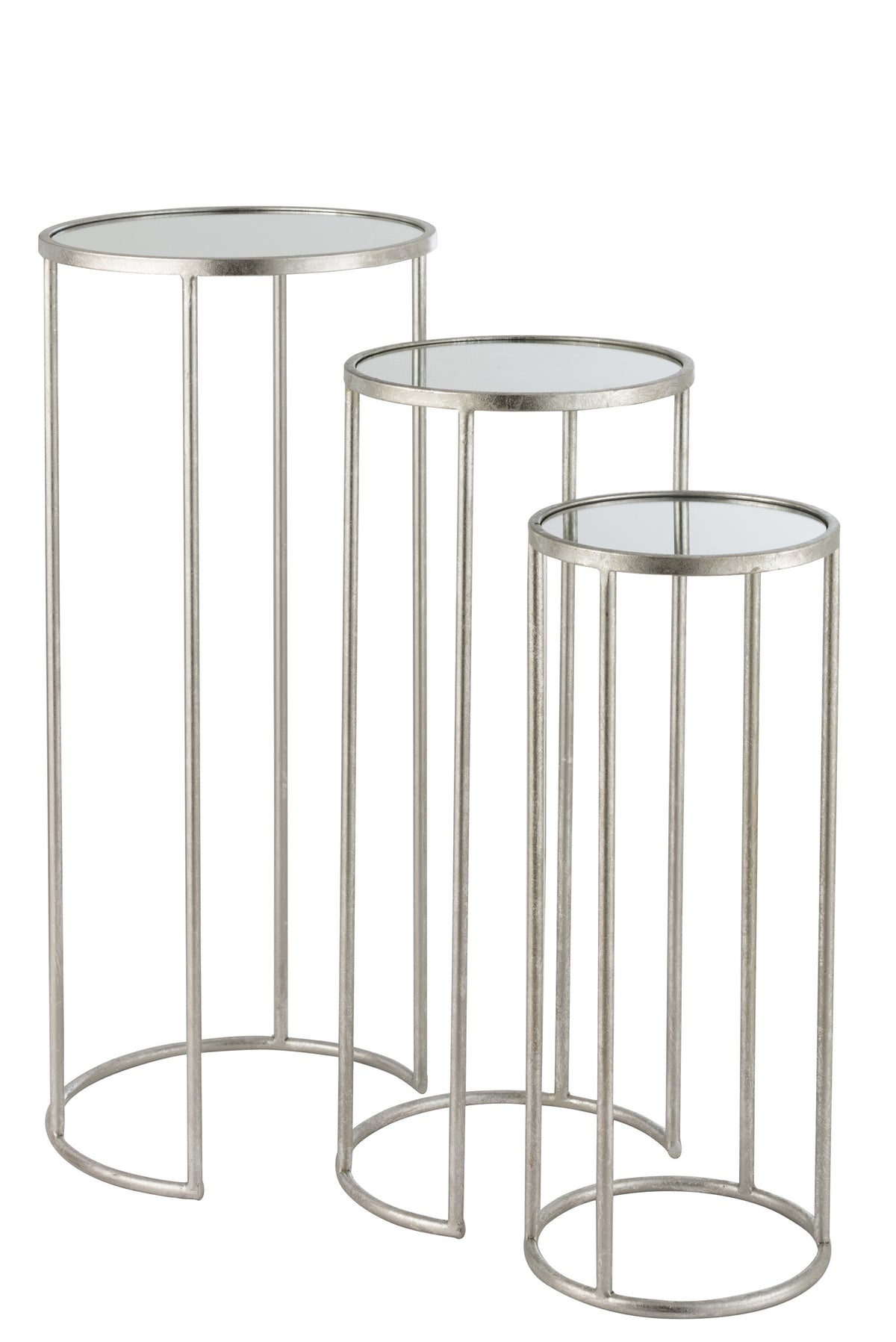 J-Line bijzettafel Leo Spiegel - ijzer - zilver - set van 3