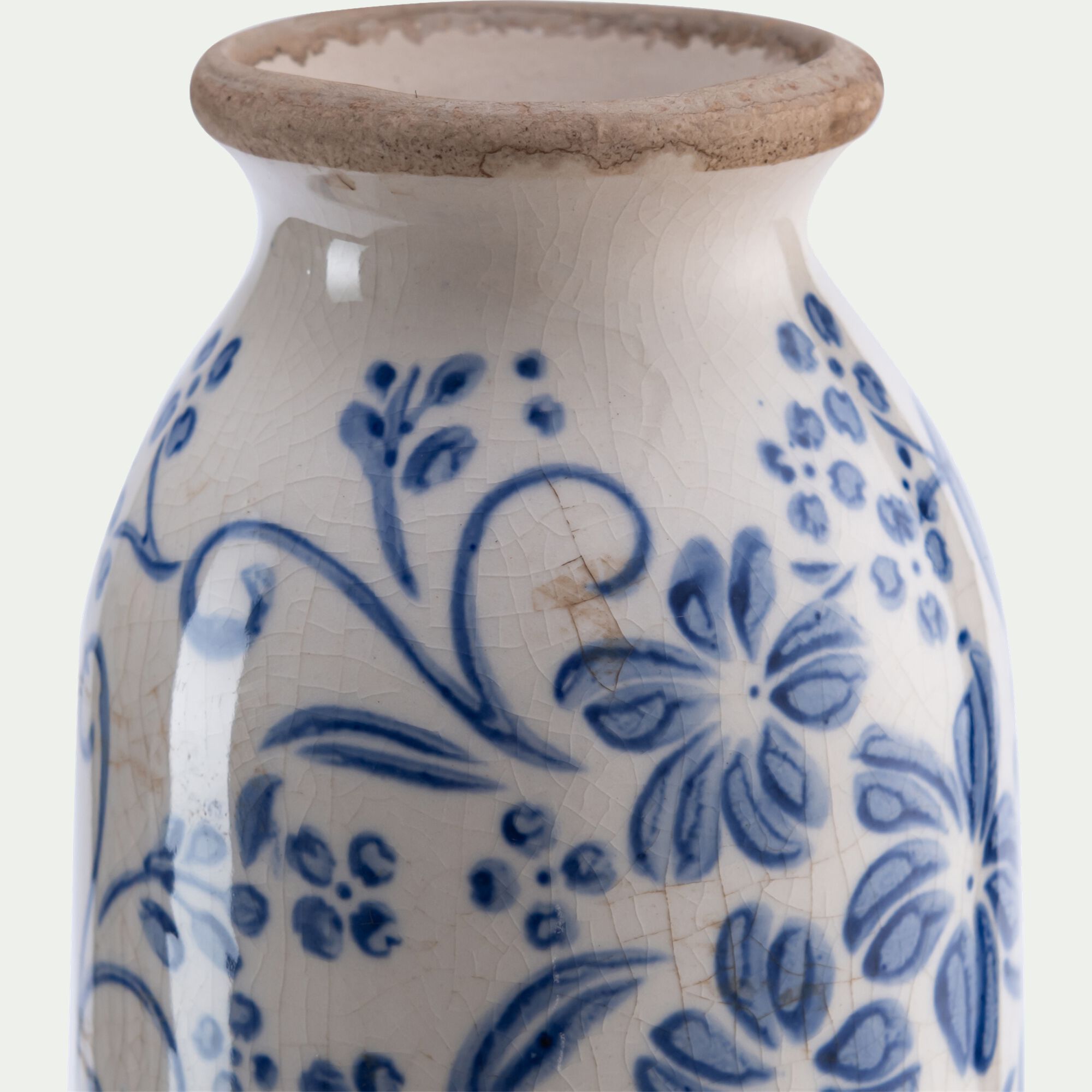 CERASUS - Vase à motif fleuri en céramique H20cm - bleu