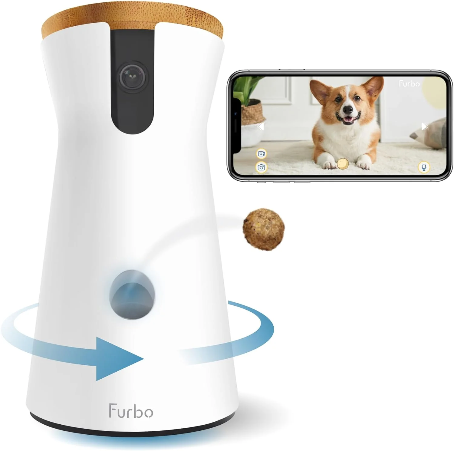 360�� Cat Camera: See Your Cat from Anywhere | Rotating 360�� Cat Tracking, Treat Toss, Color HD Night Vision, 2-Way Audio, Real-Time Notifications, Designed for Cats | Pet Camera w/Phone App(Dog Cam �C Subscription Optional)