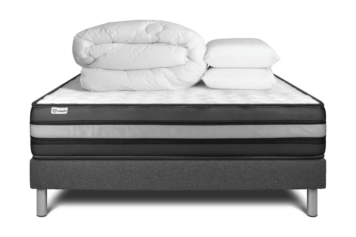 VITAL POWER ZEN - Pack Mousse  à mémoire de forme[ 200x200cm kit Gris