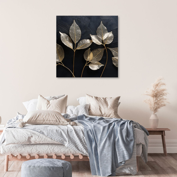 Feeby Obraz na płótnie, Minimalizm Liście Rośliny Glamour Abstrakcja 30x30