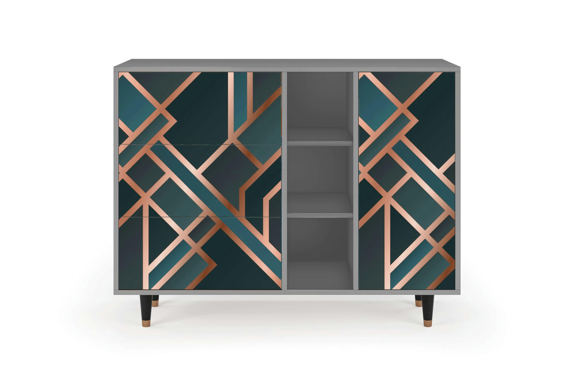 BRONZE CROSSROAD - Buffet  bleu-vert 3 tiroirs et 1 porte L 125 cm