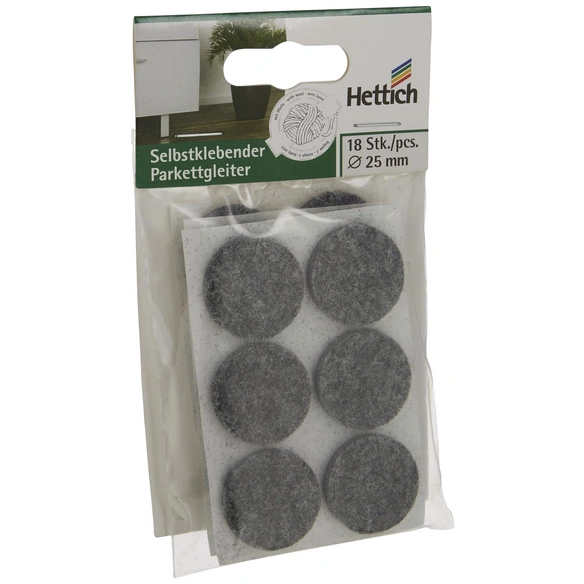 Parkettgleiter, rund, Selbstklebend, grau, Ø 25 x 3 mm
