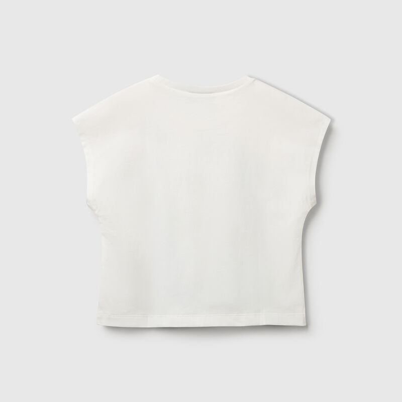 T-shirt with print and crochet applique