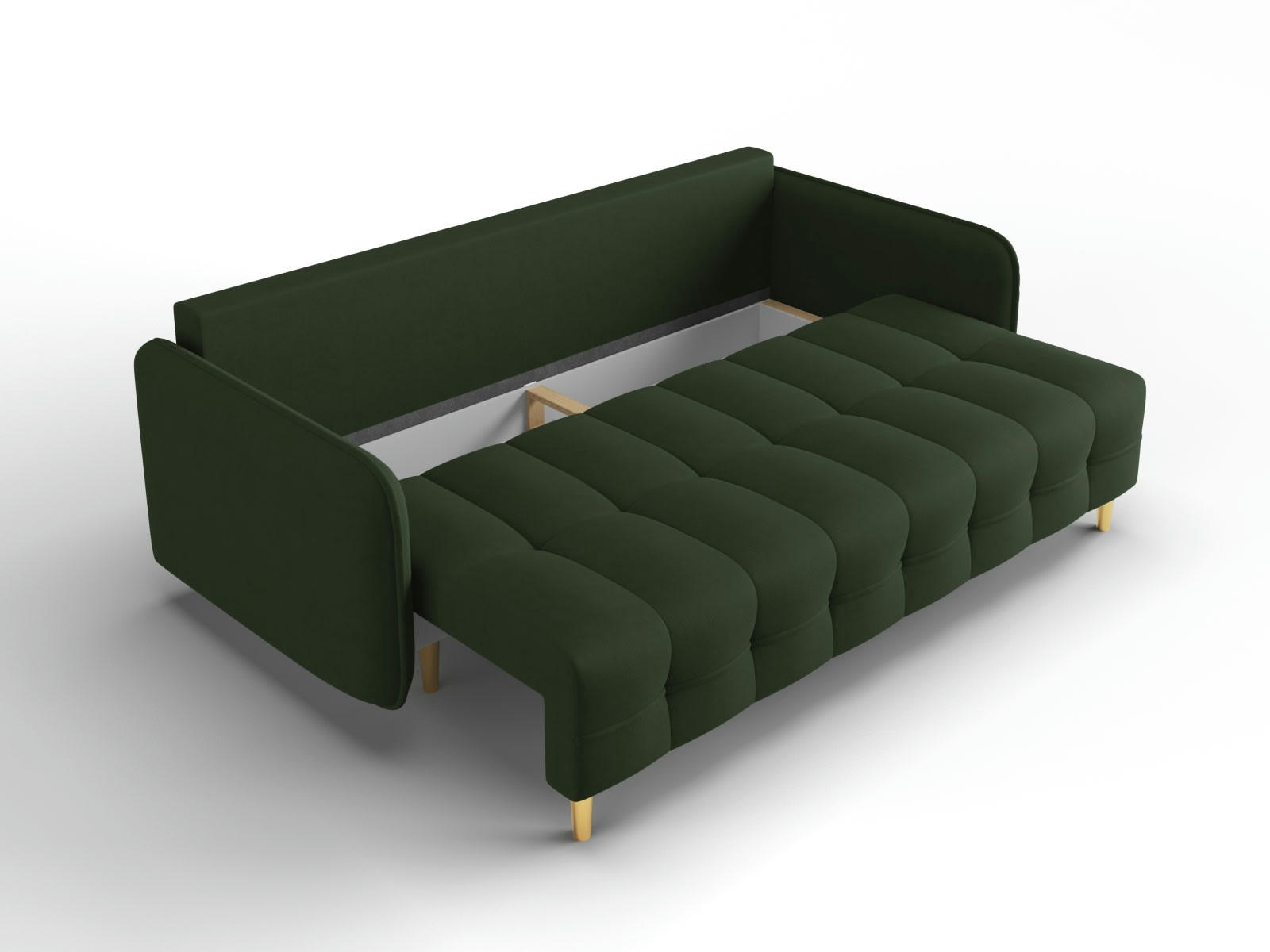 SCALETA - Canapé convertible 3 places en tissu structuré vert foncé
